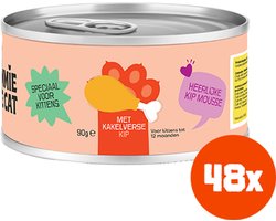 Tommie the Cat - kattenvoer natvoer - kitten verse mousse kip - voordeel verpakking - 48 stuks - 90 gram per stuk - zonder suiker en graanvrij