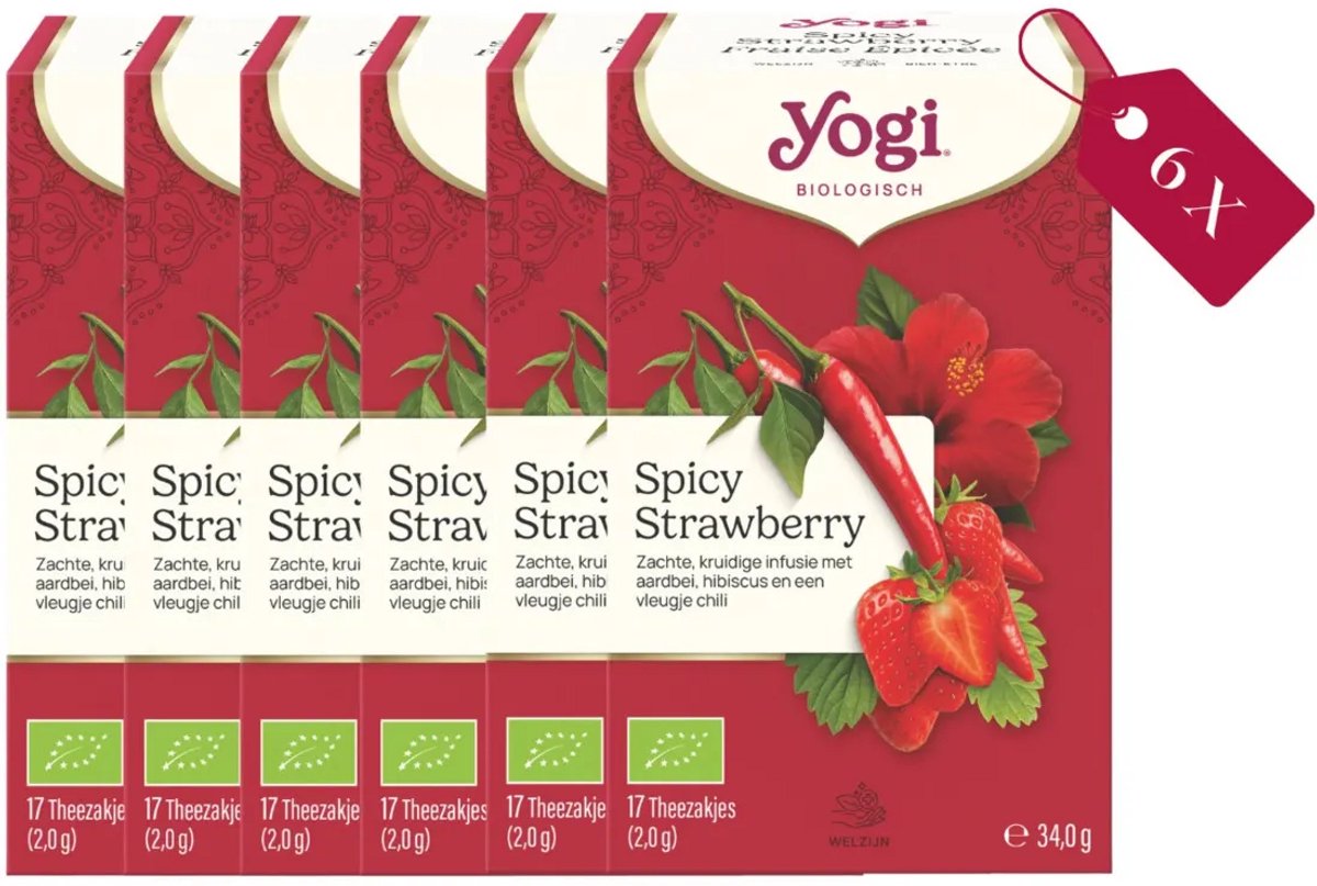 Yogi Spicy Strawberry Tea Bio - tray: 6 stuks