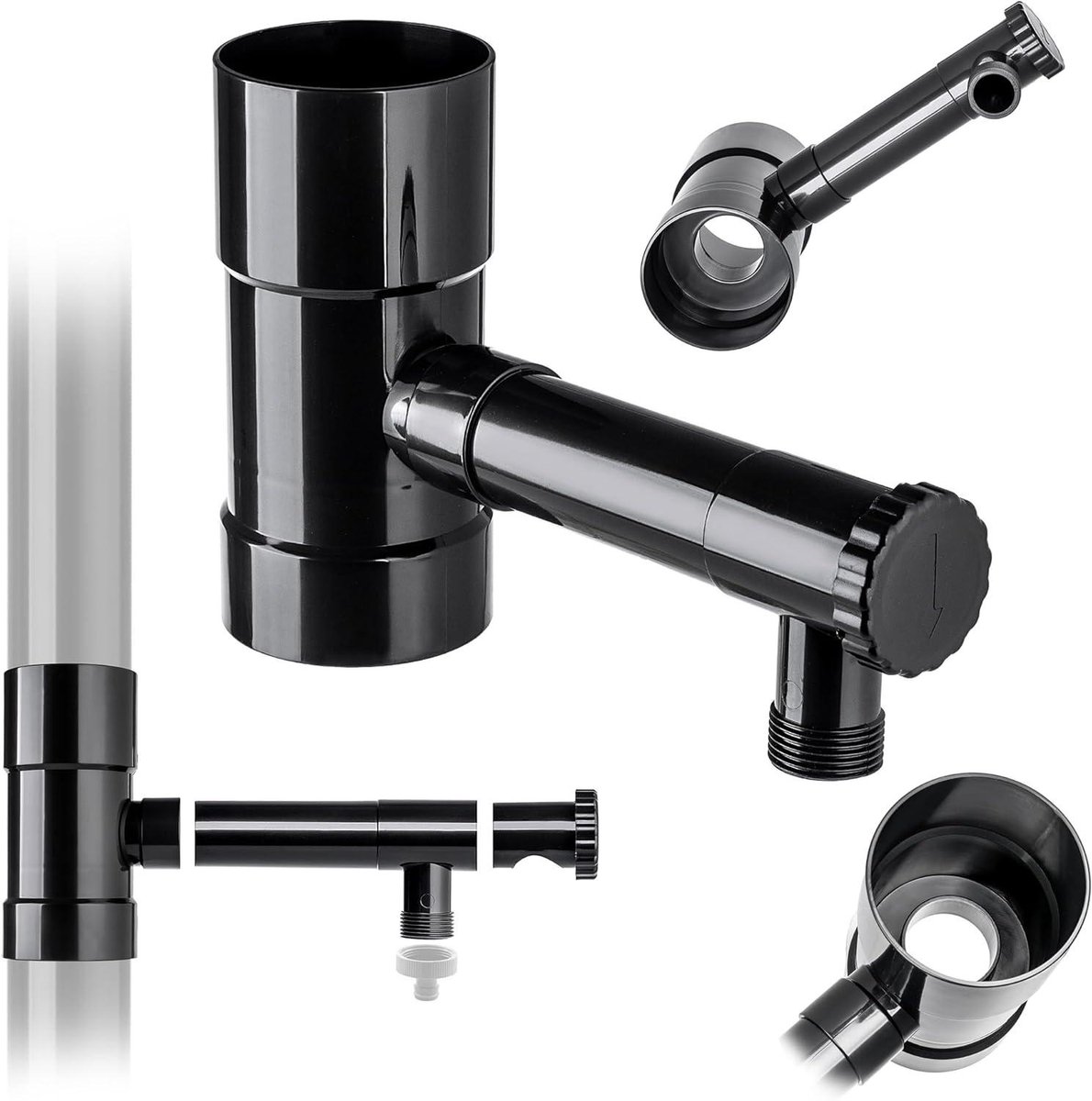 Regenverzamelaar - Regendief Waterton - Tuin Bewateren - Geïntegreerd Ventiel - 80 mm - Zwart