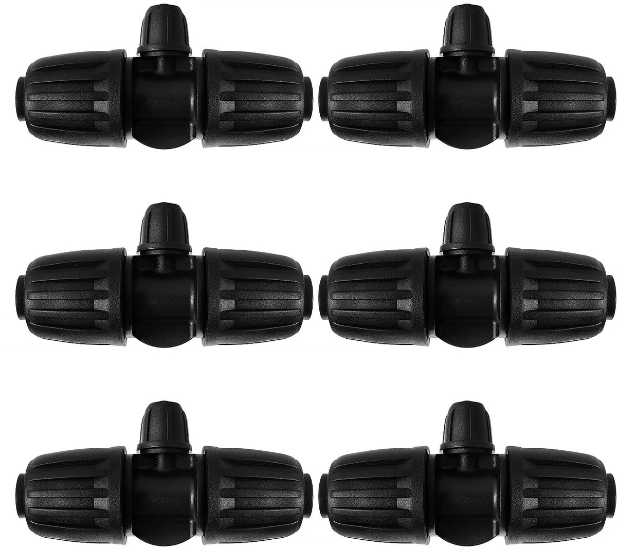 6 Stuks Barbed Tee Connector voor Druppelirrigatie, 3-Weg Anti-Drop 13/16 mm tot 4/7 mm Irrigatie Buis Fitting, Druppelirrigatiefittingen, Landbouwbedrijf, Tuin