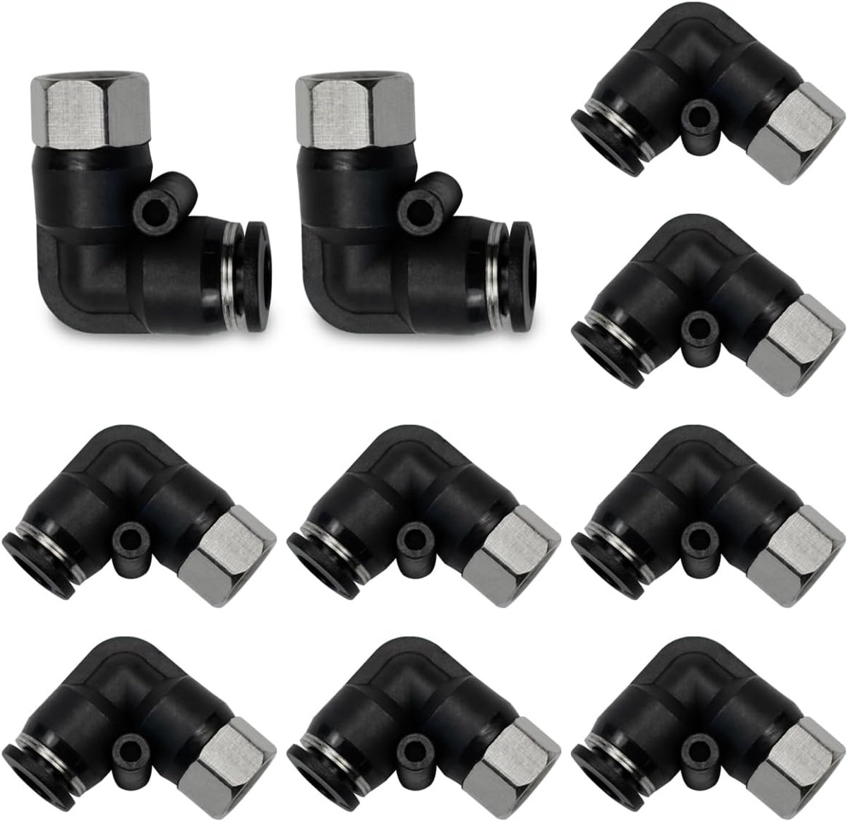 10 stuks 6mm buis OD x 1/8" Vrouwelijke BSP Draad Elleboog Push to Connect Pneumatische Fitting, PLF4-01 Quick Release Luchtleiding Adapter