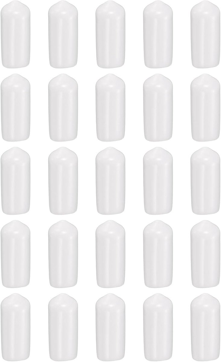 100 stuks rubberen eindkappen, 9,5 mm, ID-schroefdoppen van vinyl, flexibel, voor metalen buizen, staven, schroeven, wit