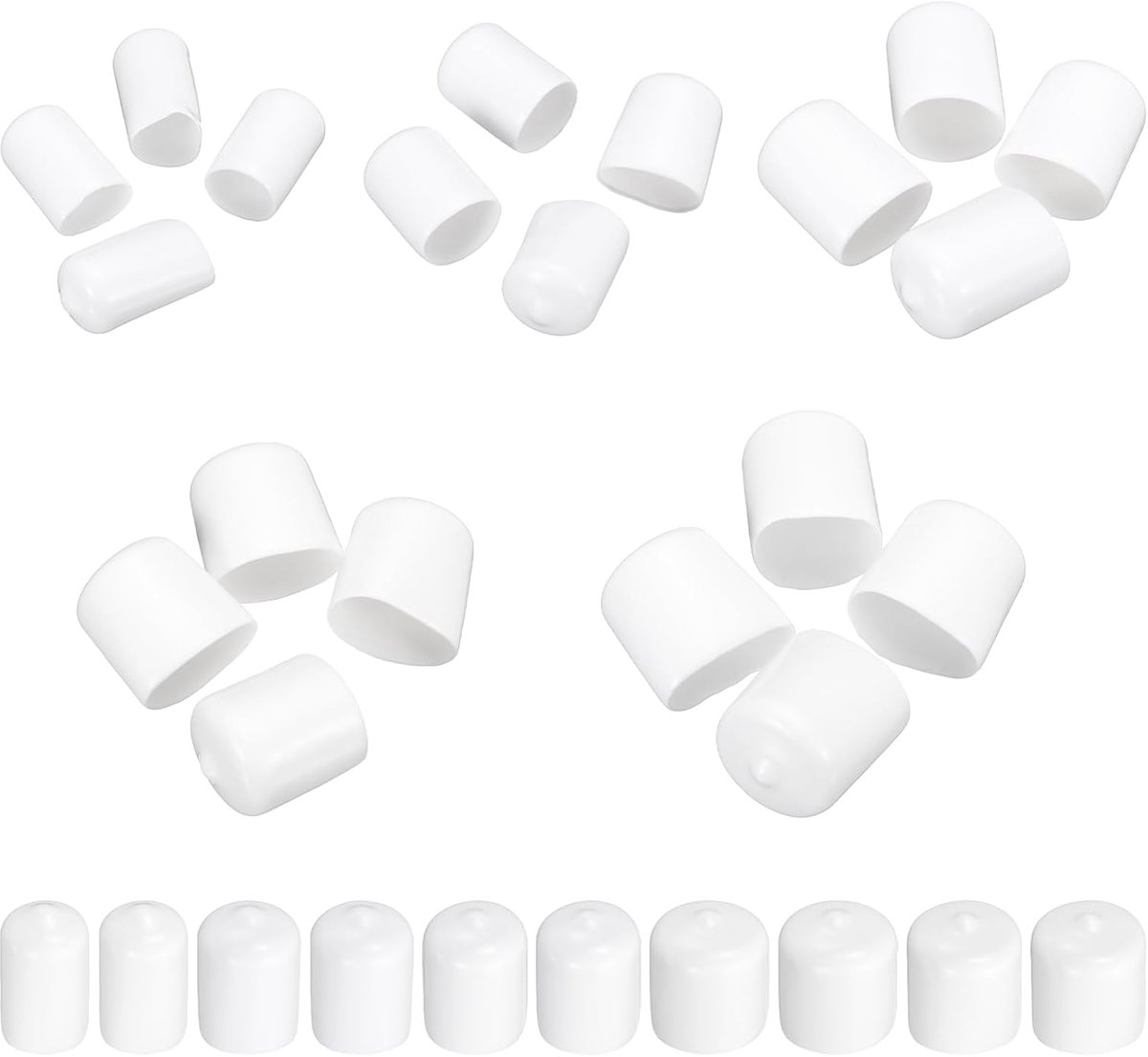 50 stuks rubberen eindstukken, 12,5 mm, 15,5 mm, 19 mm, 22 mm, 25 mm, witte schroefafdekking, ronde bescherming voor bout, loodgietersslang