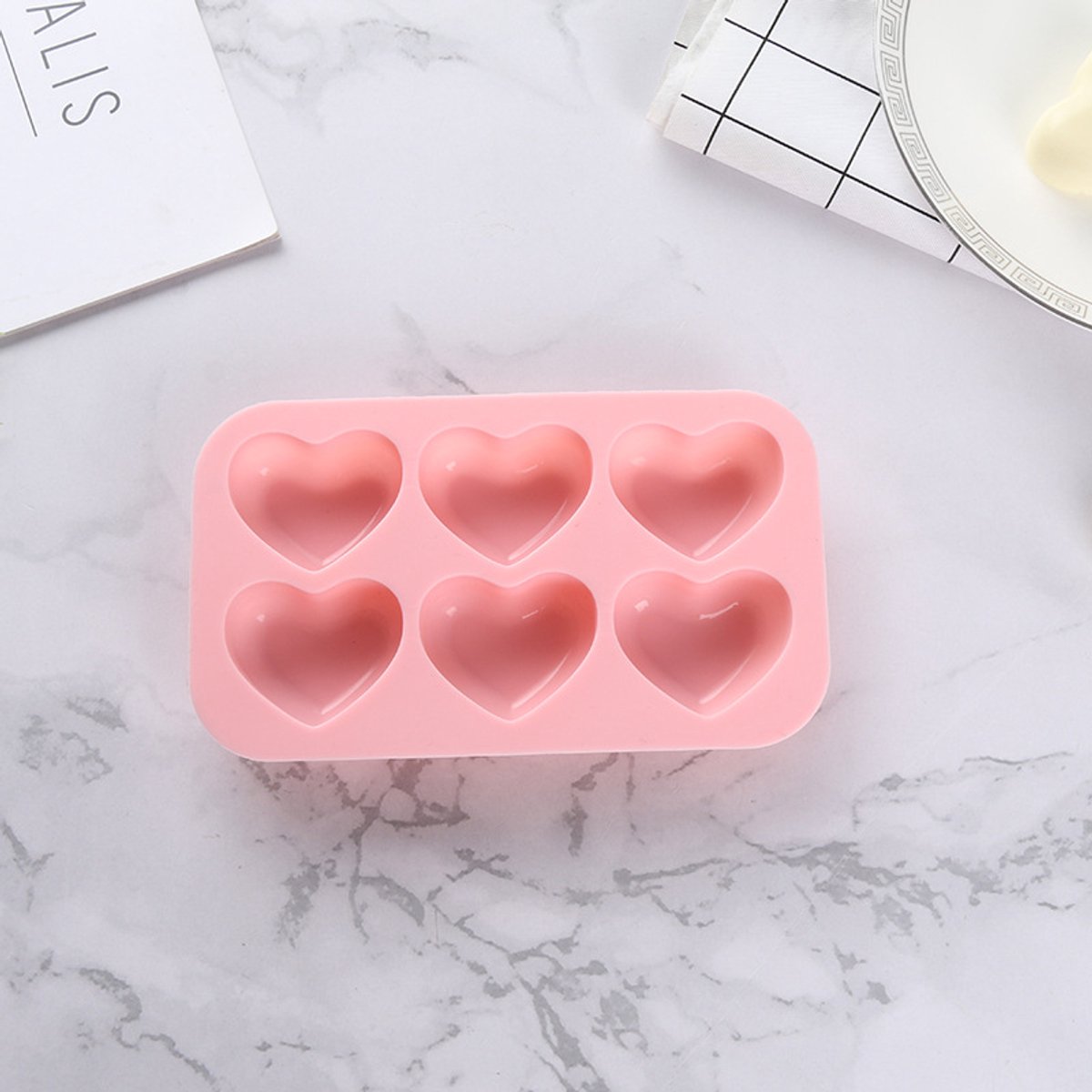 2-delige hartvormige siliconen bakvormenset – Herbruikbare bakvormen, geschikt voor het maken van muffins, chocolade, enz., bakaccessoires,roze