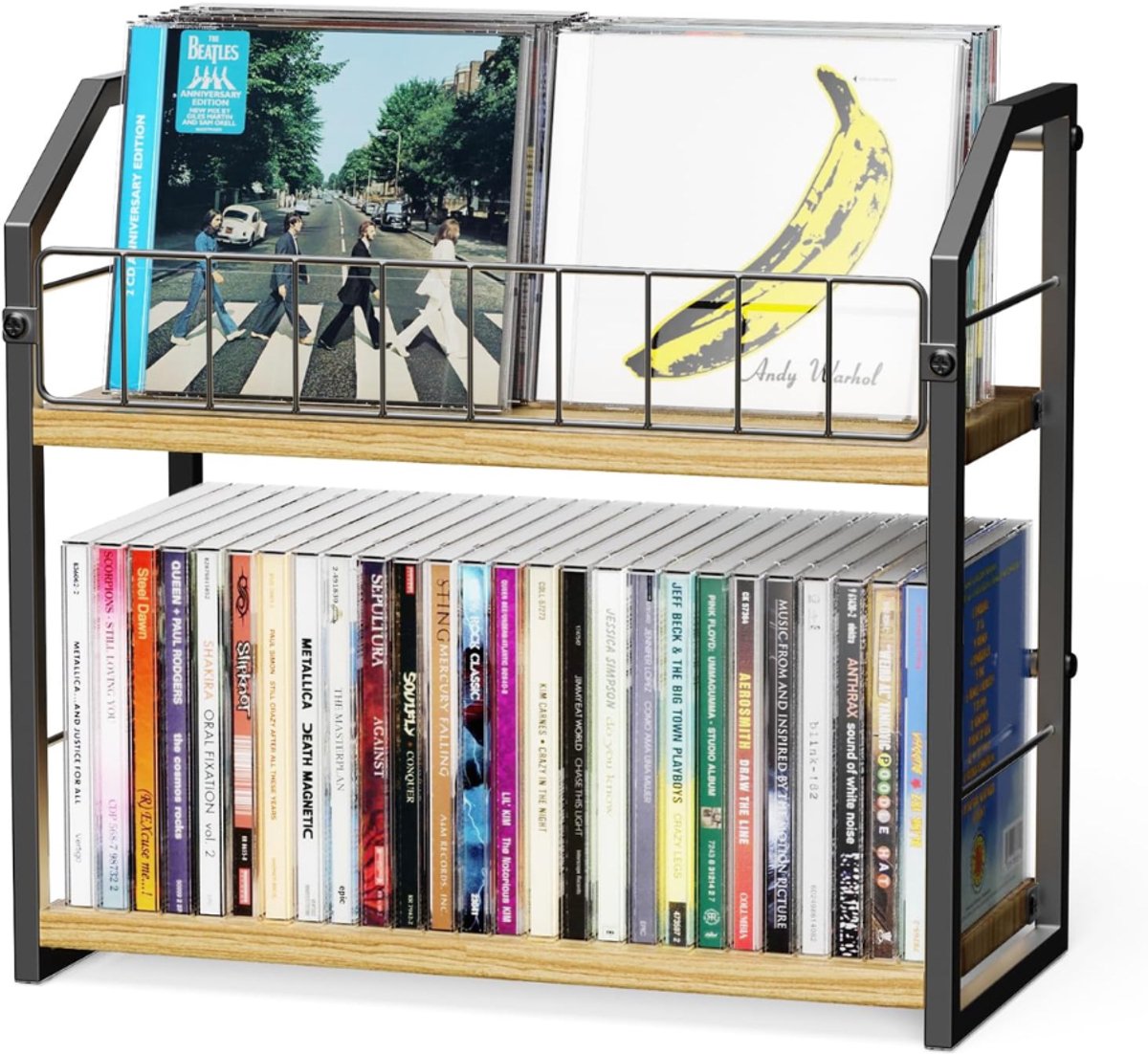 ZRNS® CD-Rek - DVD-Kast - Opbergkast LP en Vinyl - Industrieel - 2 Lagen