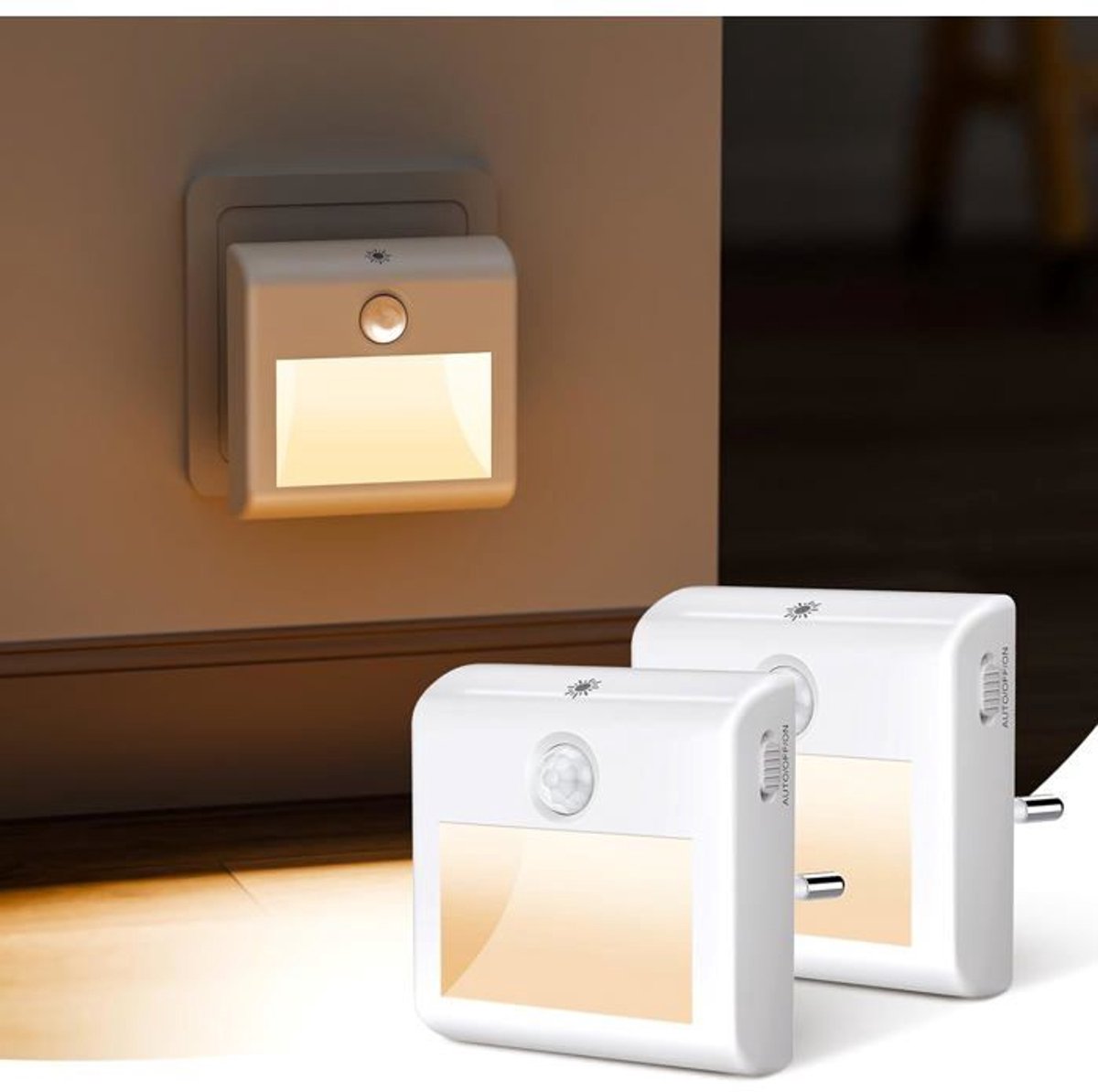 Nachtlampjes - Set van 2 - Met bewegings- en lichtsensoren - Warm wit licht