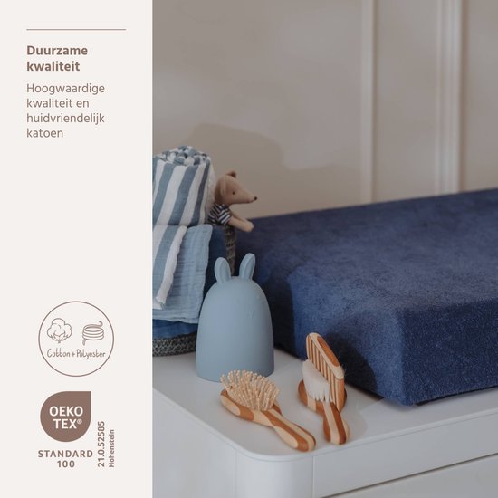 Meyco Baby Uni Aankleedkussenhoes - 2-pack - Badstof - Indigo - 50x70cm — afbeelding 3