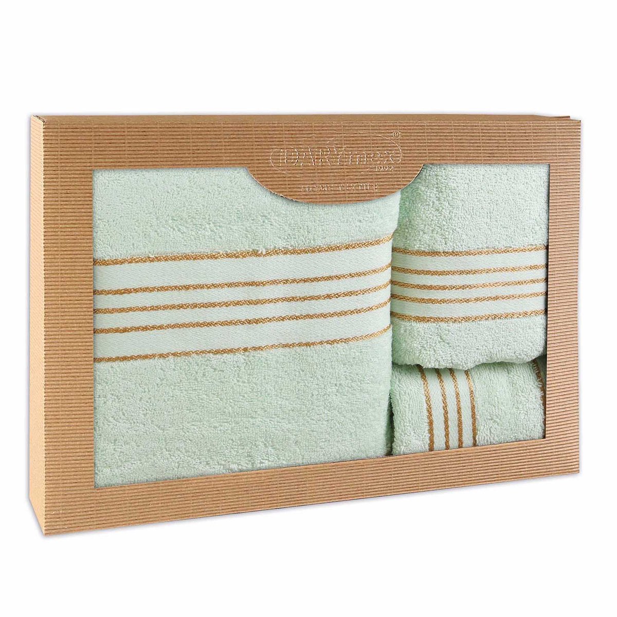 Darymex Premium - Handdoekenset - 3-delig (30x50, 50x90 & 70x140) - 100% Katoen - Kleur Mint in Luxe Cadeaudoos