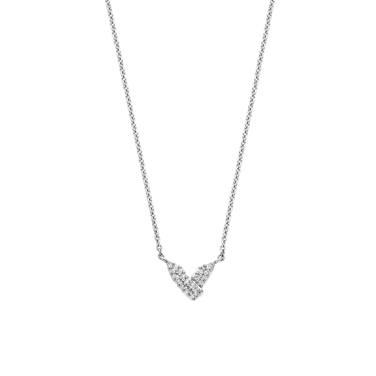 TI SENTO Dames Ketting - 925 zilver - Zirconia wit - Maat 42 - 3990ZI