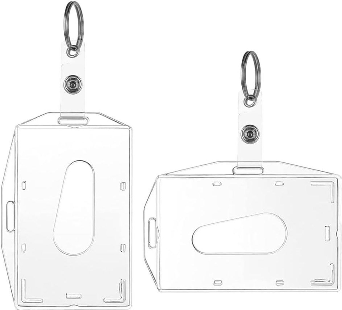 Kaarthouder met sleutelhanger - Badge protector - Veilig opbergen - Dubbelzijdig gebruik - 2 stuks - Transparant