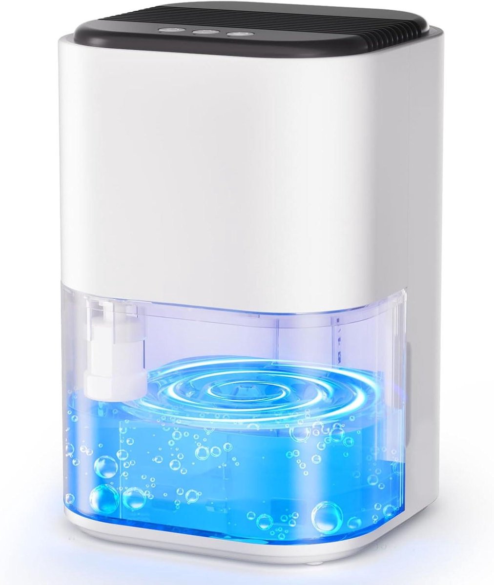Elektrische Luchtontvochtiger - Kleine Ontvochtiger - Voorkomt Vocht - Automatische Uitschakeling - 2 Liter Tank - Wit