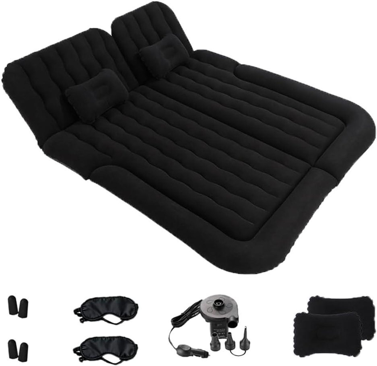 Auto Luchtmatras - Kampeerbed Achterbank - Reizen en Rusten - 6 Onafhankelijke Luchtkamers - 165x130x13 cm - Zwart