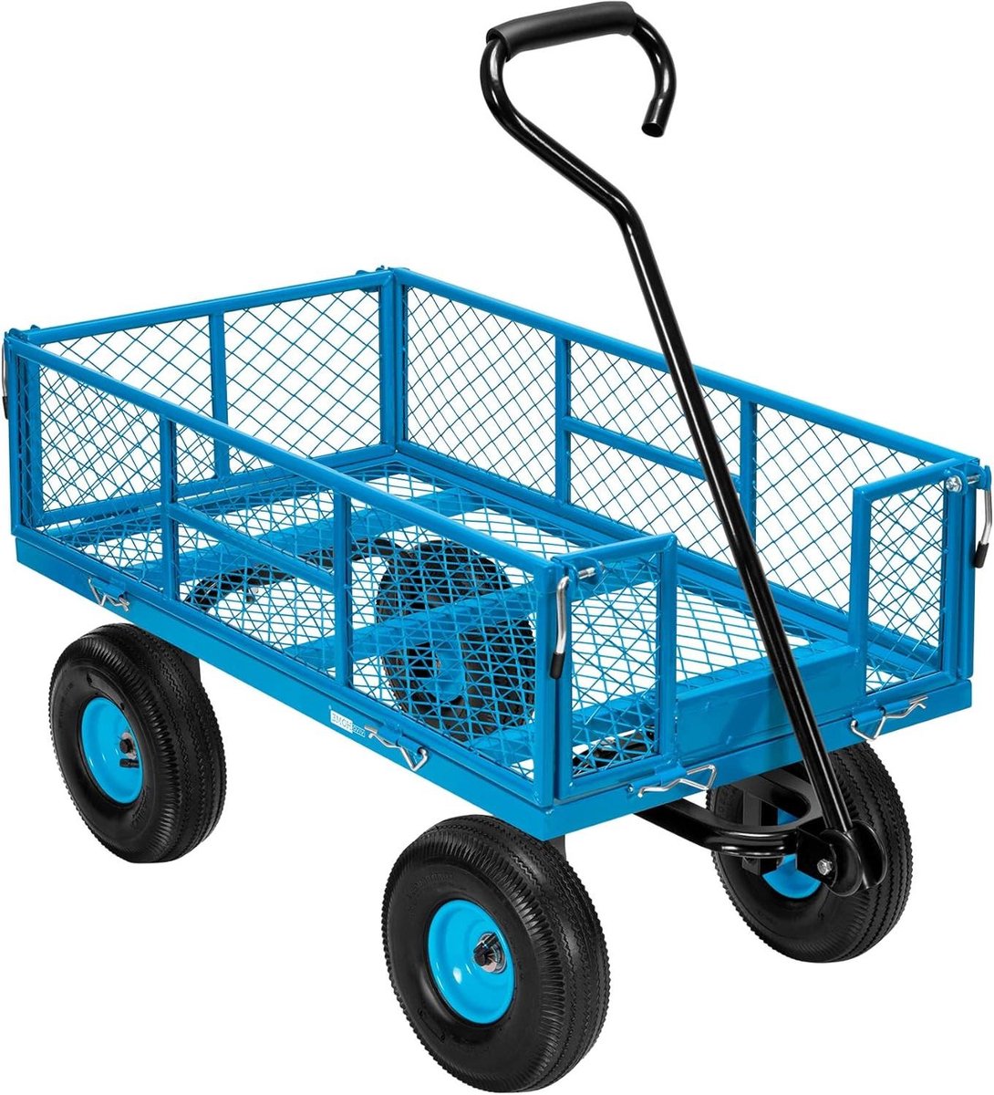 Tuinwagen Staal - Draagkar Tuin - Zware spullen vervoeren - Opvouwbaar afneembare zijden - 800 lbs capaciteit - Blauw