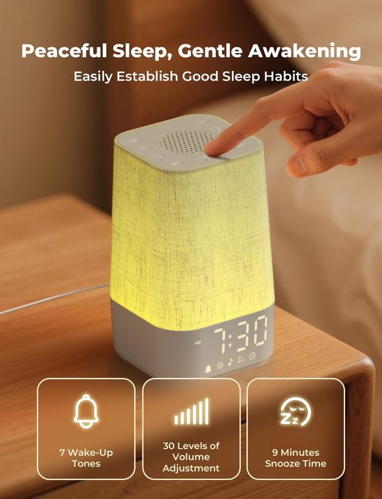 Wake-up Light Alarm Clock - Natuurlijk Licht Wekker - Rustig Wakker Worden - Zonsopgang Simulatie van Wake-up Light — afbeelding 3