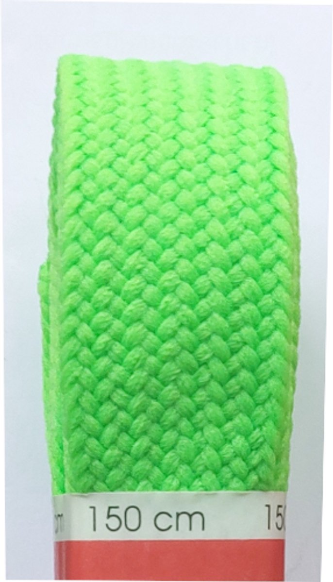 Ronilux Veter - Fluoriserend Groen - Neon Groen - Plat - Extra Breed - Lengte 150 cm - Breedte 23 mm - Schoenveter