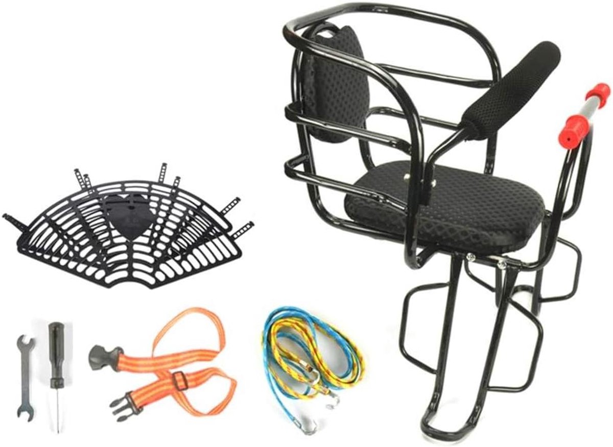 Kinder Fietsstoeltje - Fietszitje Achter - Veilig Fietsen - Hoge Barrière - 26 cm Lengte - Zwart