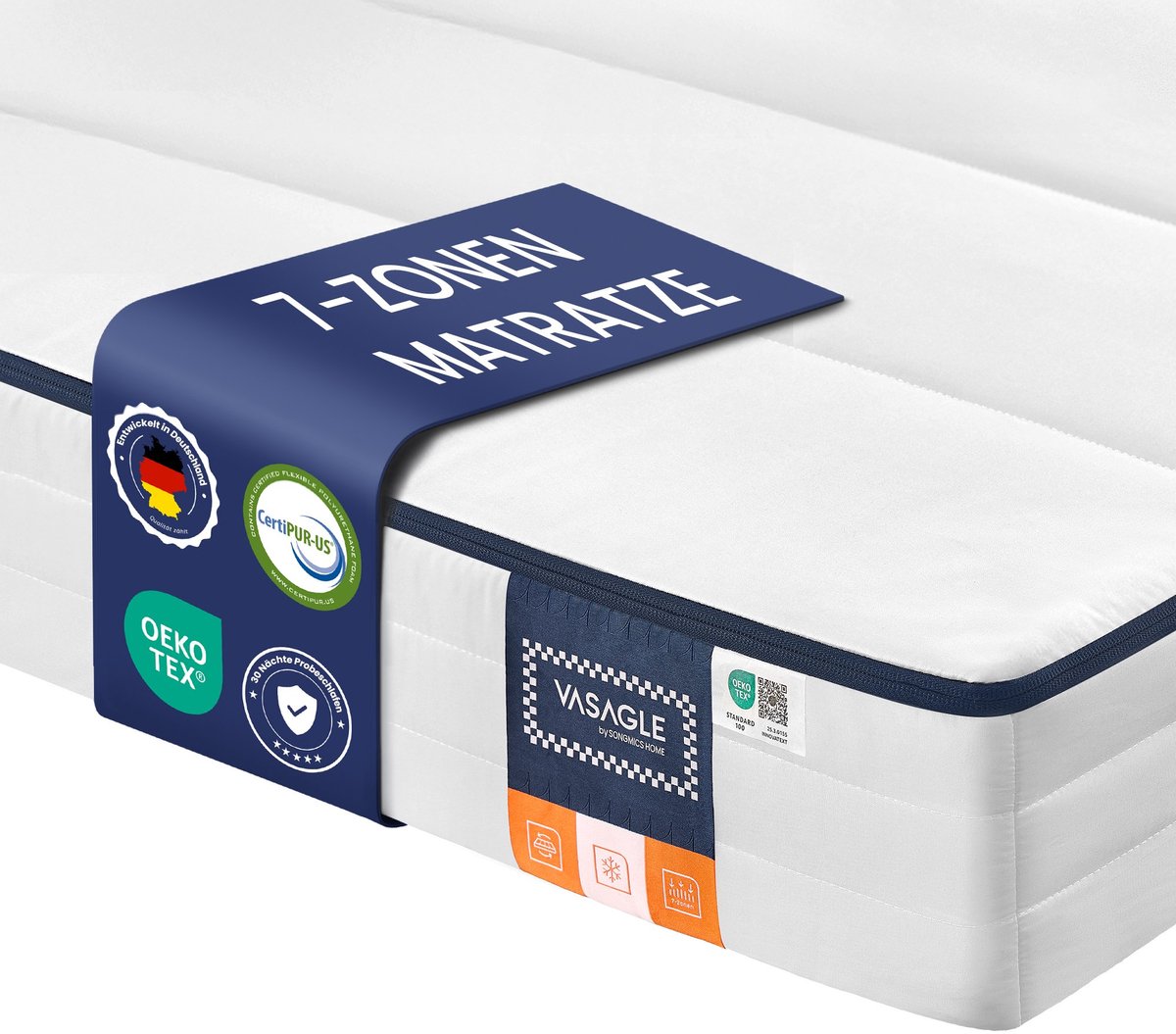 Songmics Matras – 90 x 200 cm – eenpersoonsmatras van gel-traagschuim – Wit