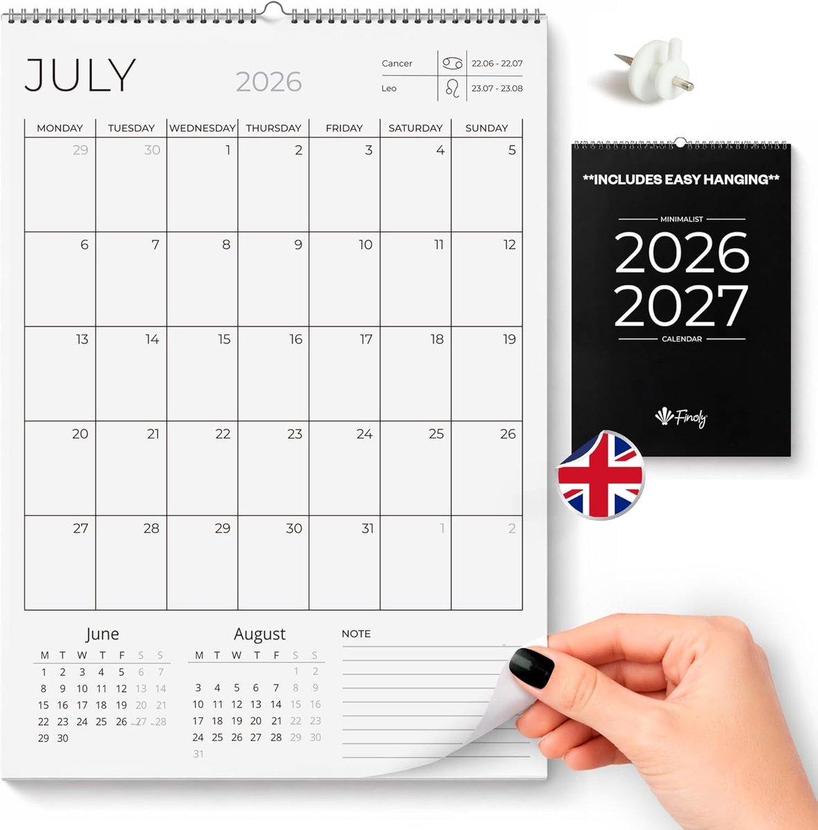 Wandkalender A4 2026-2027 - Maandkalender voor gezin - Minimalistische almanak - Perfecte maandplanner - SnelShoppen