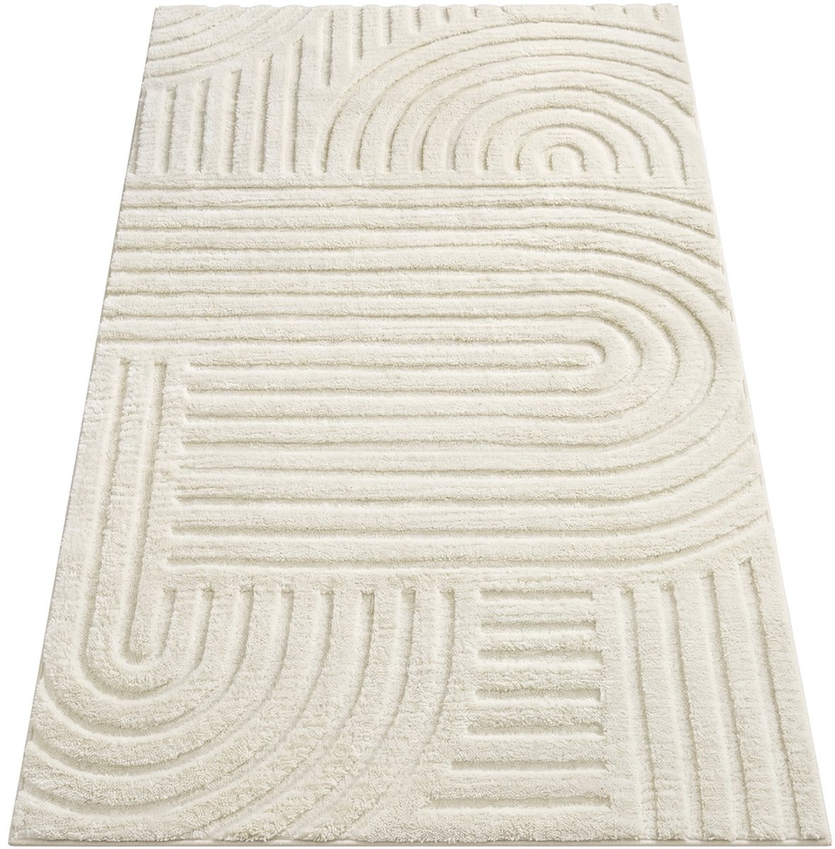 3D crèmewit vloerkleed 150x80 cm – machinewasbaar – antislip – Crèmewit