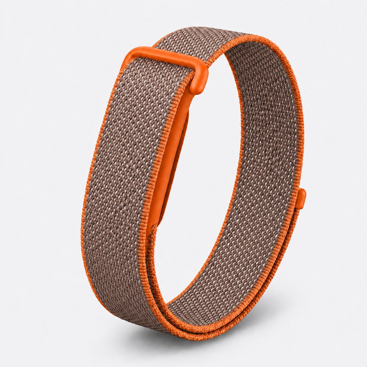 Celaris Geweven Nylon Sportbandje Geschikt voor Fitbit Air – Verstelbaar en Ademend – Grijs/Oranje