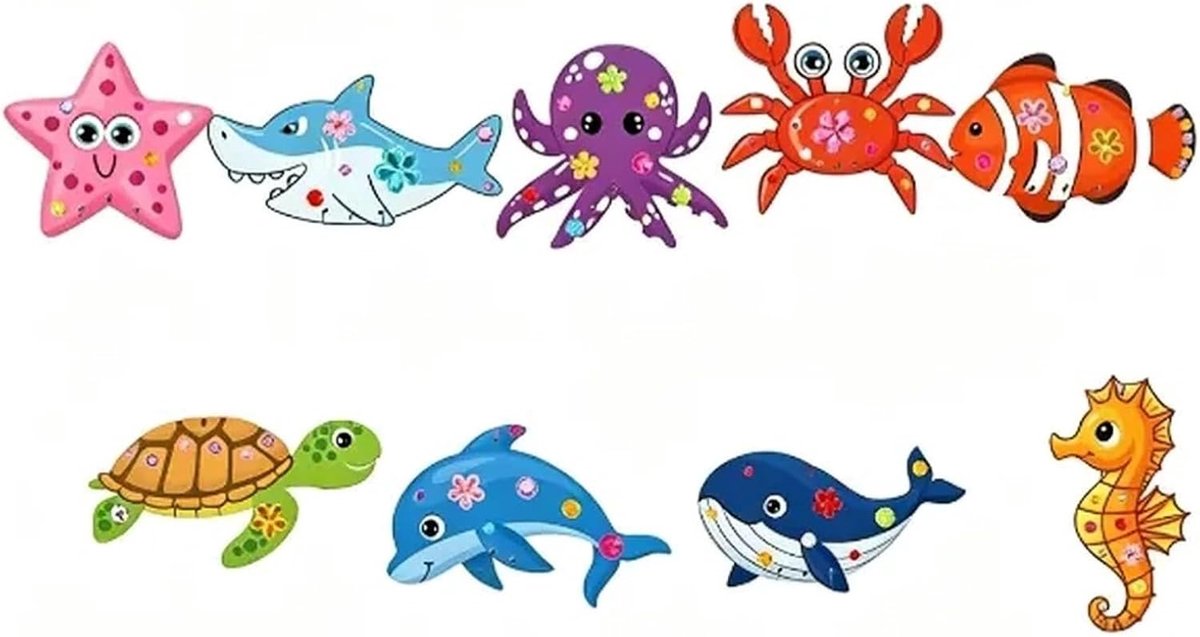 9-delige knutselset voor kinderen, windspel in de vorm van zeedieren, knutselen voor kinderen, windgongen in de vorm van een zeemeermin, voor jongens en meisjes, verjaardag, gastgeschenken