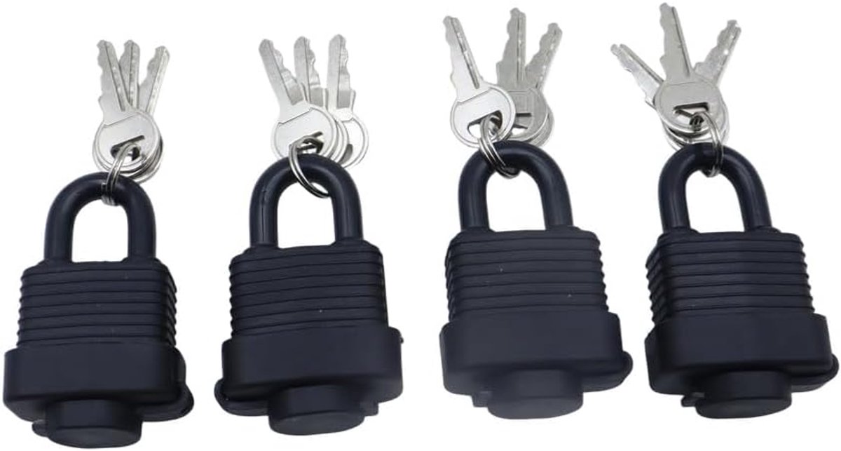 4 PCs Openlucht Regendicht Hangslot met 2 Sleutel, Sleutel Universele Messing Hangsloten voor Openluchtgebruik Garageomheining, 58.9x38.8mm
