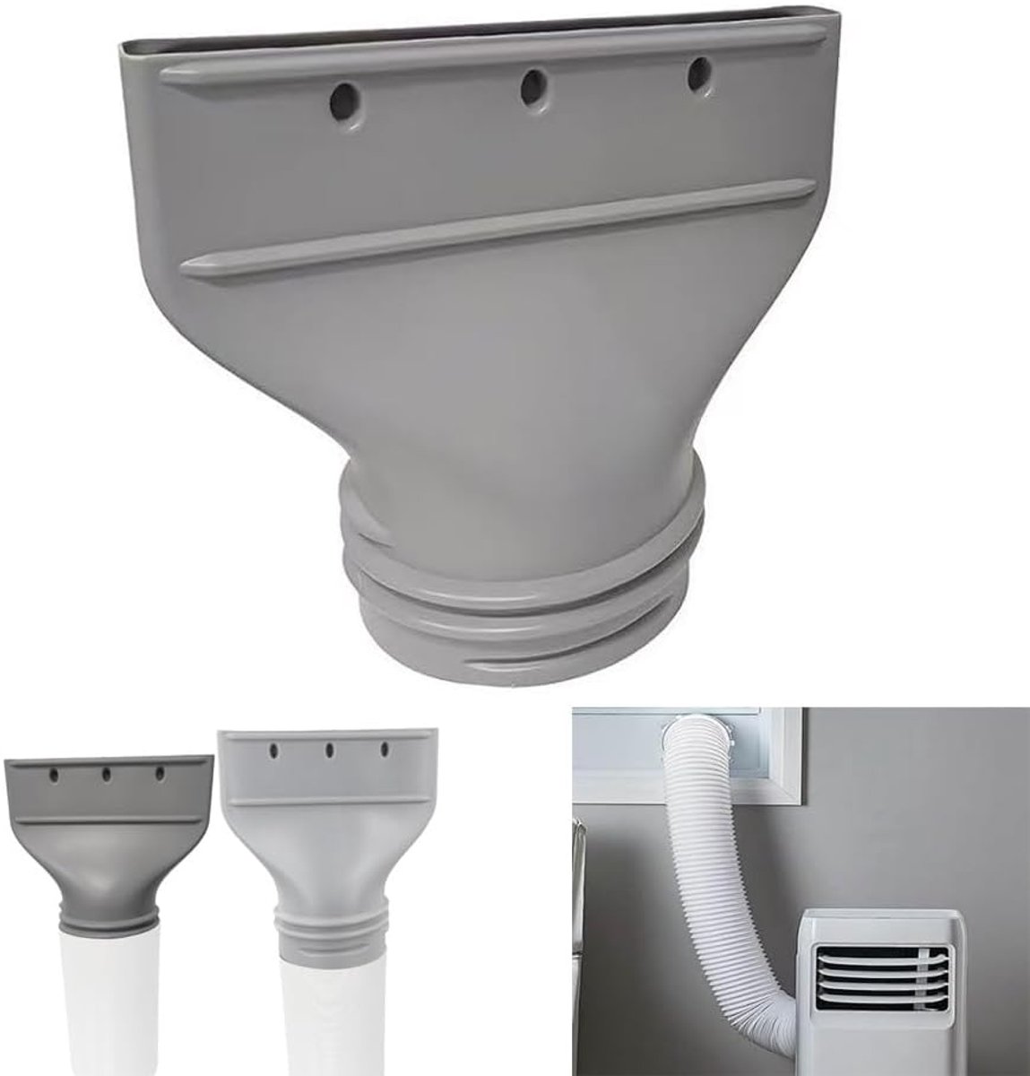 adapter voor raamairconditioner afvoerslang, 130/150 mm, Platte adapter voor mobiele airconditionerslang, Aansluiting voor mobiele airconditioner, Extractie, wasdroger en autoklimaatregeling