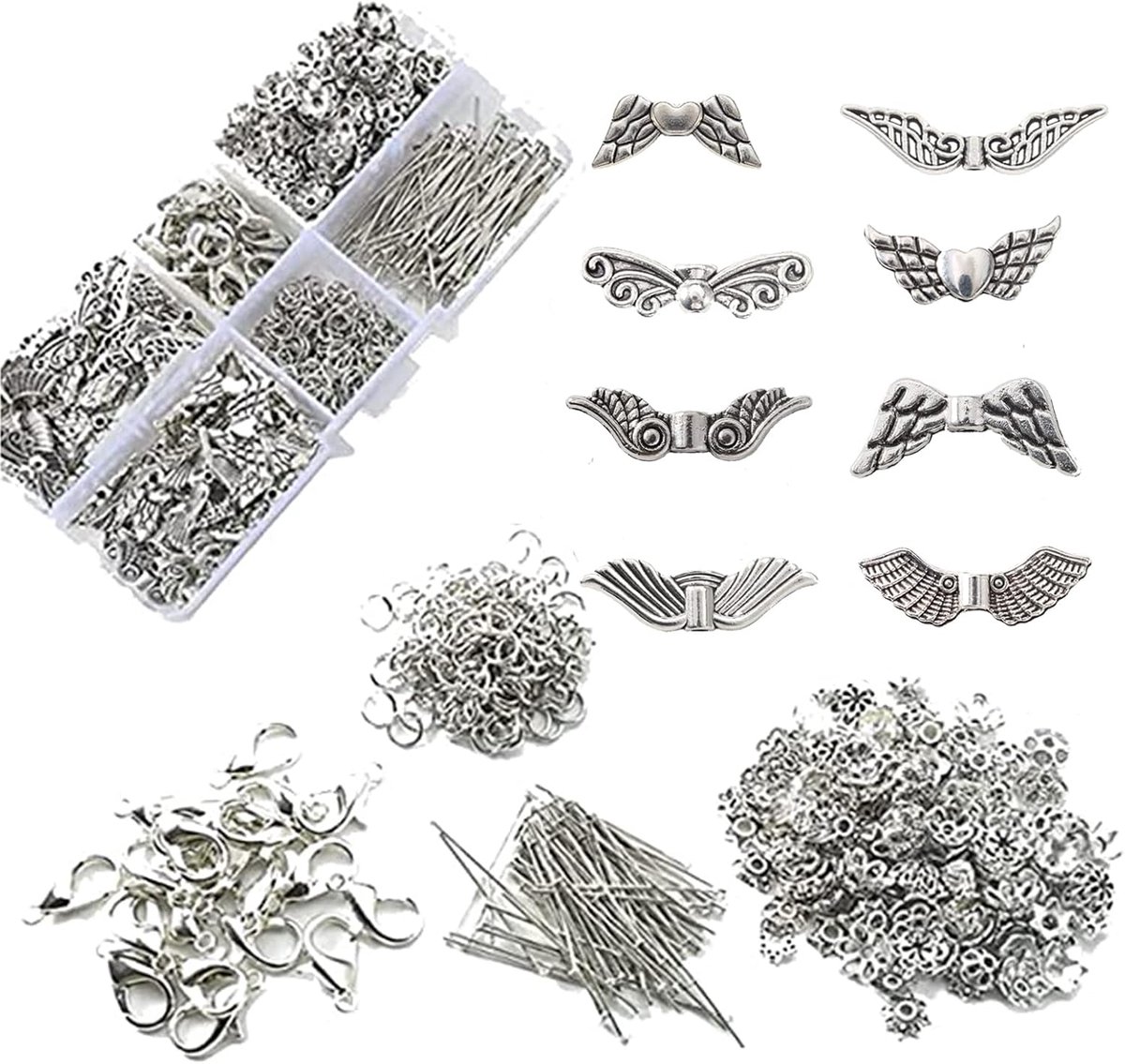 Engelsvleugels knutselset Vleugel Spacer Parels Vleugel Parels Metalen Perlenkappen Engelsvleugels voor knutselen Accessoires met karabijnhaakverschluss