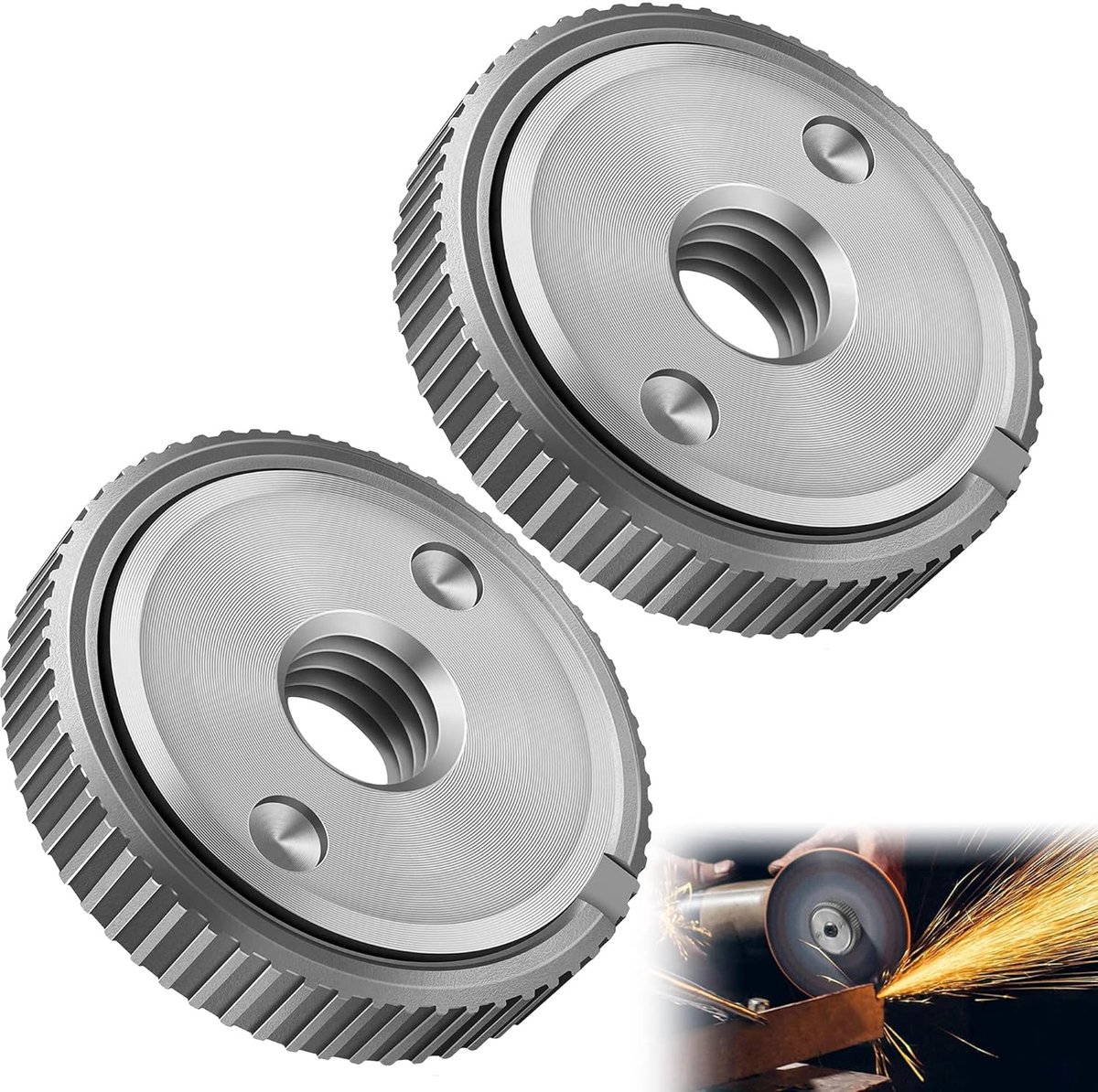 2 Stuks Snelspanmoer voor Haakse Slijpers, M14, voor Hitachi, Metabo, AEG, Decker & Black, Dewalt, Flex | Spanmoer, voor alle van Makita, Decker, Flex, Metabo, Hitachi enz. M14 haakse slijper spanmoer