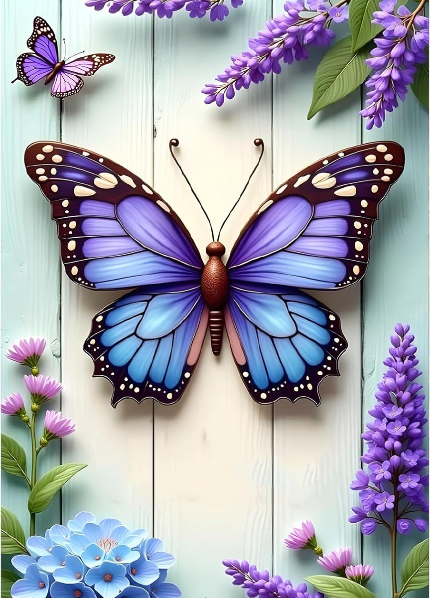 Doe-het-zelf gradiënt vlinder 5D diamant art kits, ronde volledige boor lavendel diamant schilderij foto, hortensia schilderen op nummer kunst kits voor volwassenen beginners thuis muur decor