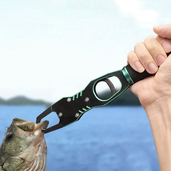 Visgrijper met Ingebouwde Weegschaal - Aluminium Lip Grip (Tot 18 KG) - Inclusief Veiligheidskoord - Roestvrij — afbeelding 3