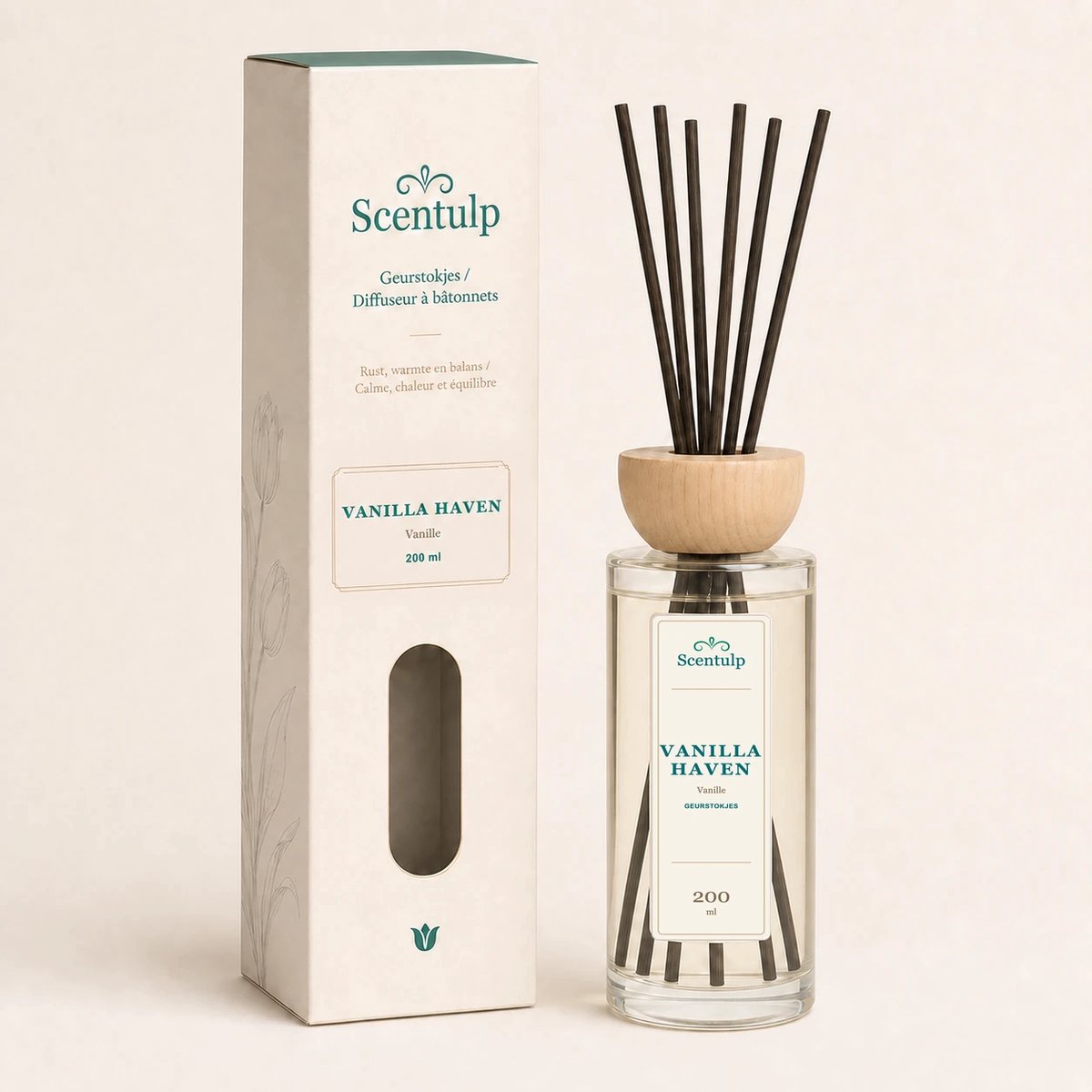 Scentulp Vanilla Haven - Geurstokjes - Vanille - 200 ml