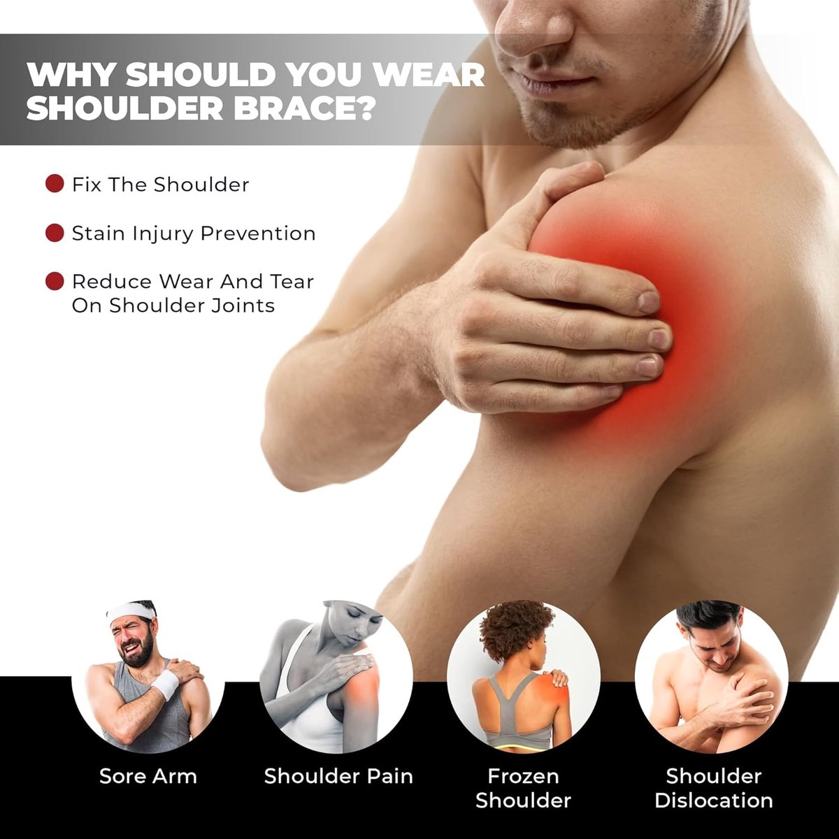 Schouderbandage AC joints & tendonitis, schoudersteun ter verlichting van pijn en ter bescherming tegen letsel, enkele schoudersteun voor rotatormanchettenbandage voor vrouwen en mannen