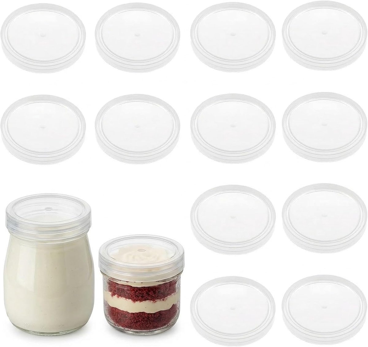Deksels voor yoghurtpotten 75mm Deksel in PE Materiaal Herbruikbaar en Transparant Ideaal voor Vershouden en Thuisyoghurtbereider