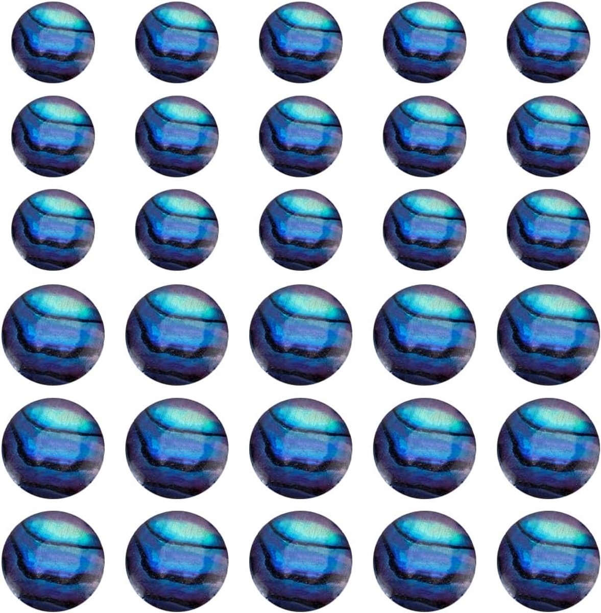 30 Stks 2 Kleuren Natuurlijke Paua Shell Cabochons 8-10mm Platte Ronde Shell Cabochon Kleurrijke Geen Gat Platte Terug Kralen voor DIY Oorbel Armband Ketting Sieraden Maken