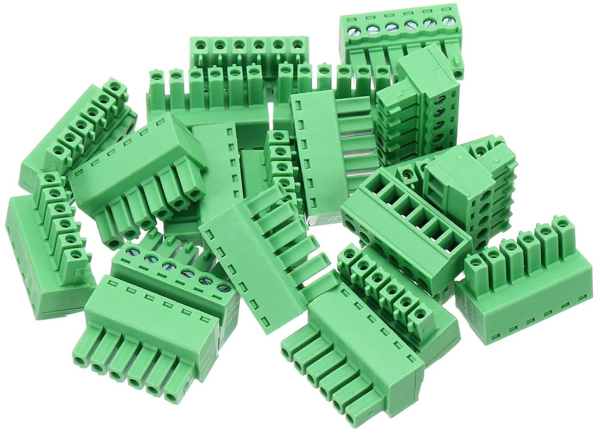 20 stuks PCB-klemlijst, 3,81 mm 6-polig, 300 V 8 A PCB montageklemlijsten