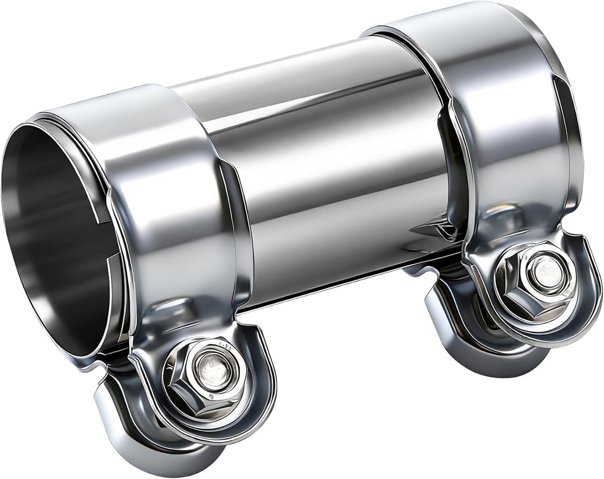 55 mm/L: 125 mm, roestvrijstalen uitlaatbandklem, universeel, roestbestendig, buisconnector met dubbele klem voor auto, motorfiets