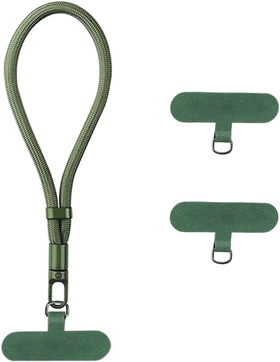 Korte telefoonketting, universeel, multifunctionele telefoonketting, polsband, mobiele telefoon met 2 stuks ultradunne patches, anti-verlies, verstelbare telefoonband, kort verstelbaar