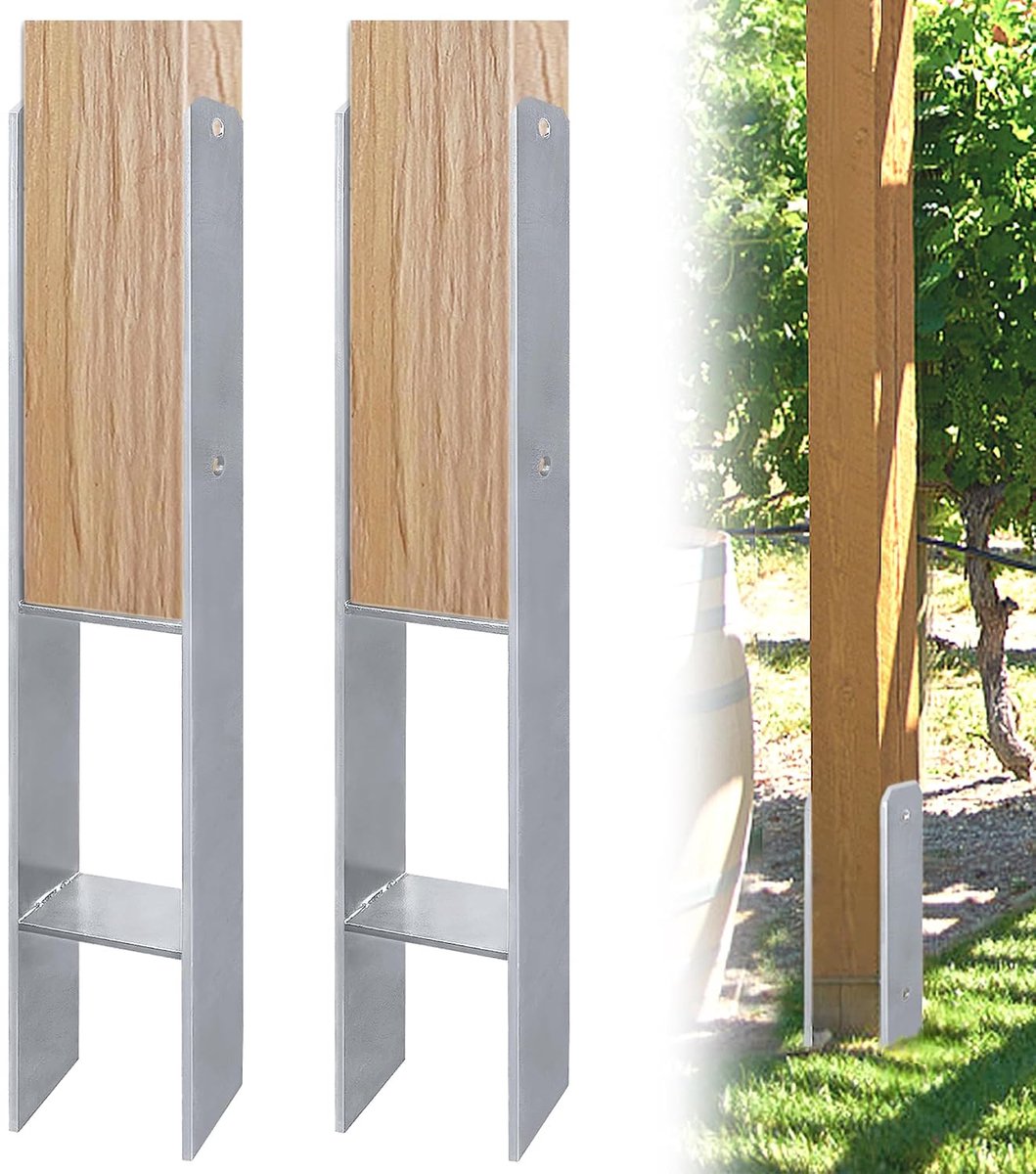 totale hoogte 600 mm, H-anker paaldrager, thermisch verzinkt, H-anker, thermisch verzinkt voor palen, H-paalschoen voor broeikas, omheining, carports, steltenhuizen - breedte
