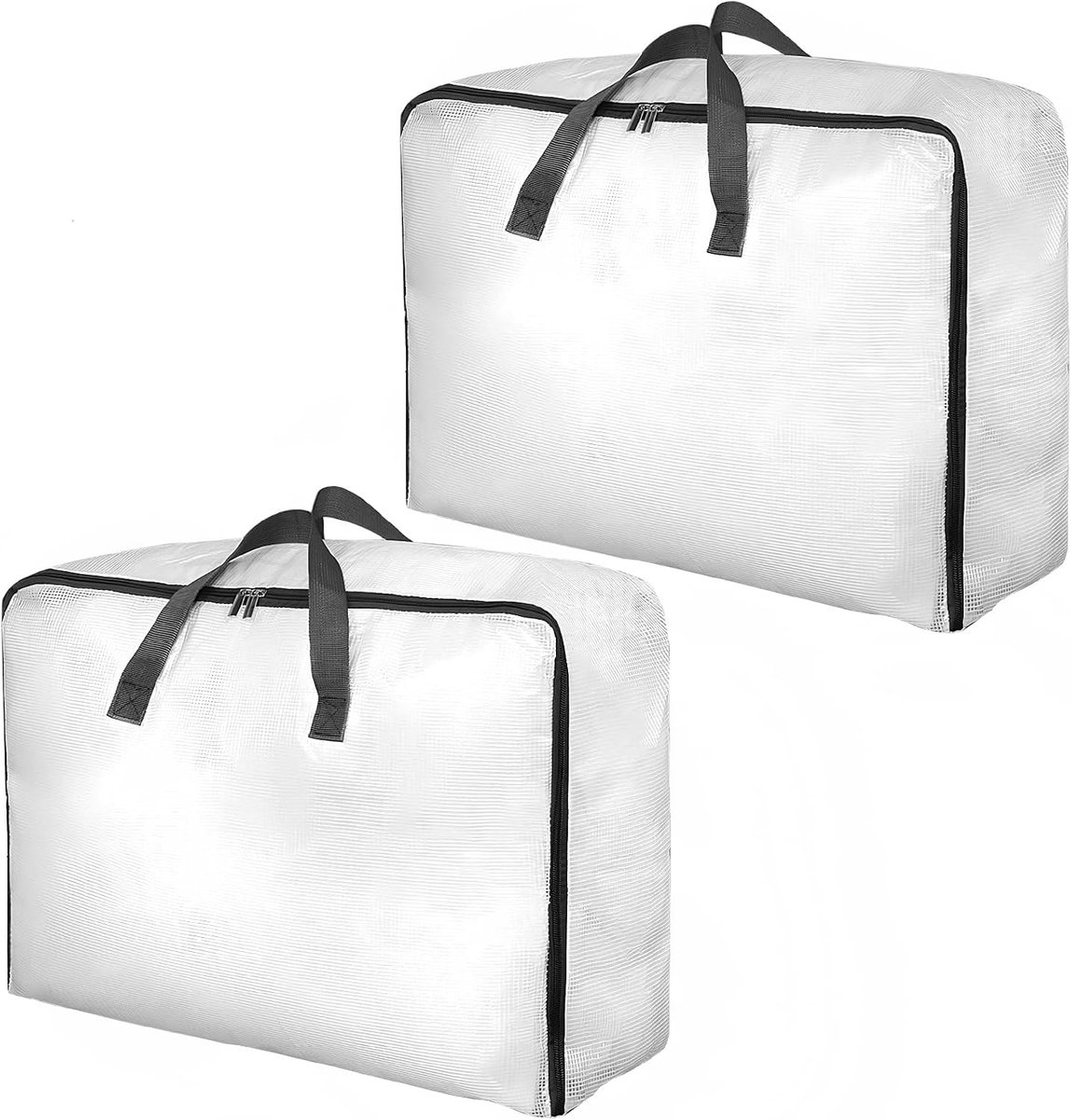 2 stuks doorzichtige opbergzakken - heavy-duty PVC-dekbedopslag met versterkte handgrepen en dubbele ritsen, waterdichte verhuisbakken voor kleding, dekbedden, dekens, onderbedorganisatie (70 × 50 ×
