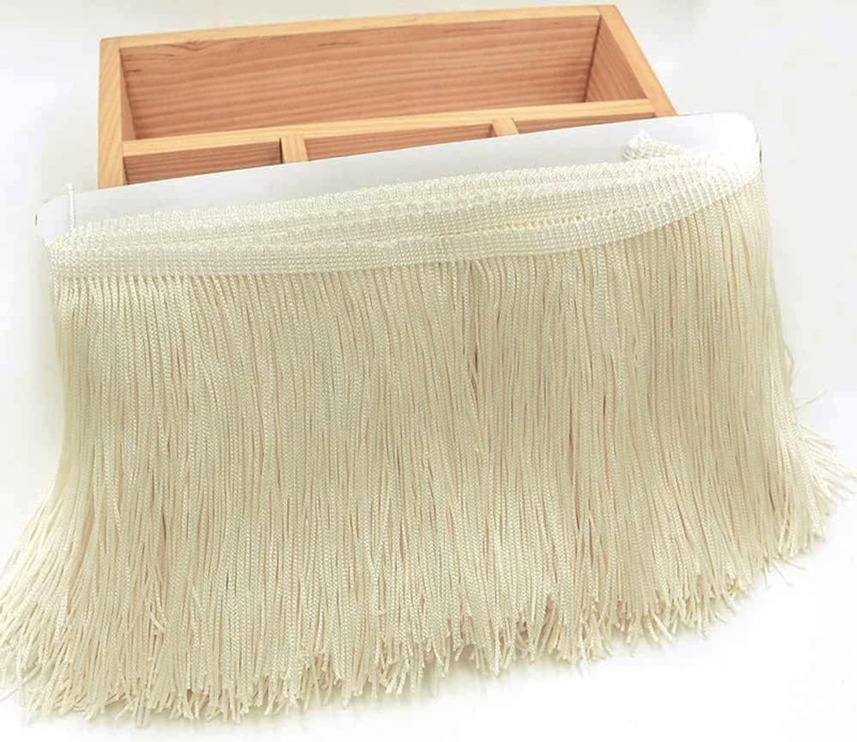 fran, kwastjes, snijfranjes, sierband, decoratieband, dansfranjes, naai-accessoires voor doe-het-zelf knutselen, kleding, kostuums, naaien, decoratie, beige, 3 meter, 15 cm