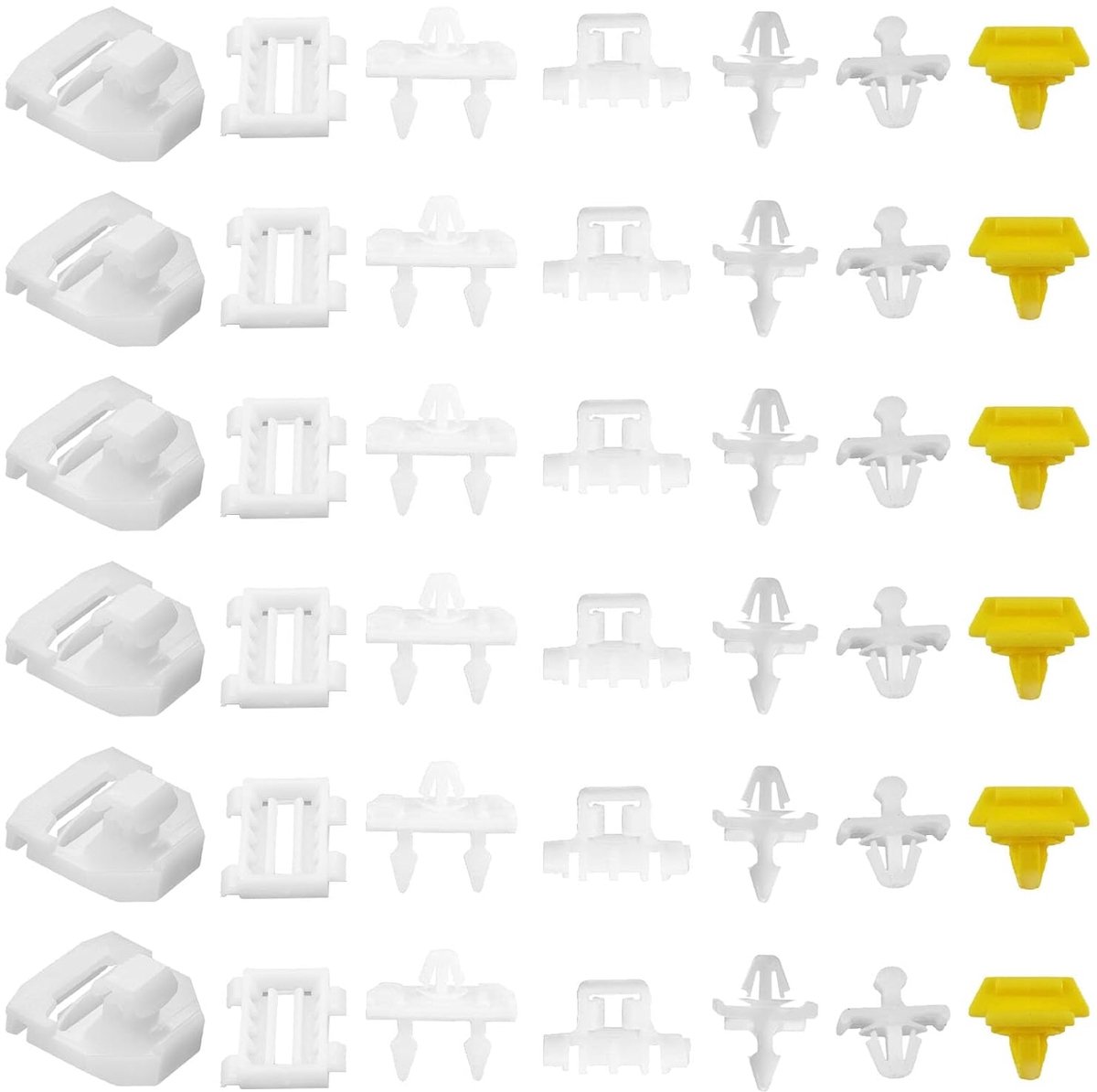 42 stuks zijbekledingclips kit voor Mercedes 190e W201, wit en geel, kunststof clips, OEM: A0069883578, 0019885081, 0019885181, 0019884981, A0019884481, 0019886081, 0019884681