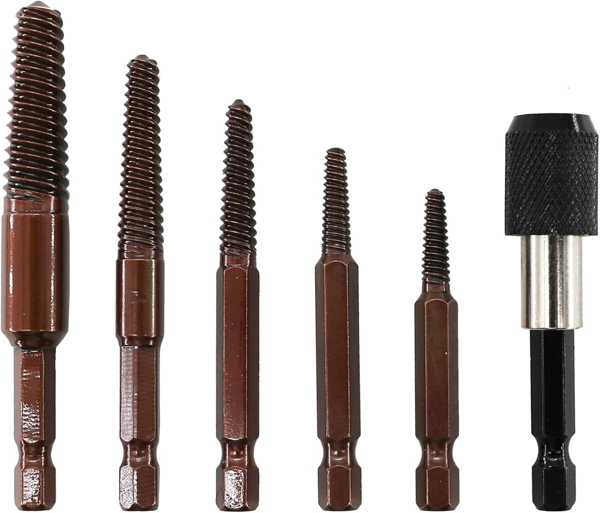 Schroevendraaierset, uitdraaierset, schroeven uitdraaiset, schroefverwijderaar, geleiding gebroken beschadigde schroef verwijderaar, gereedschapsset 3-18 mm (bruin)