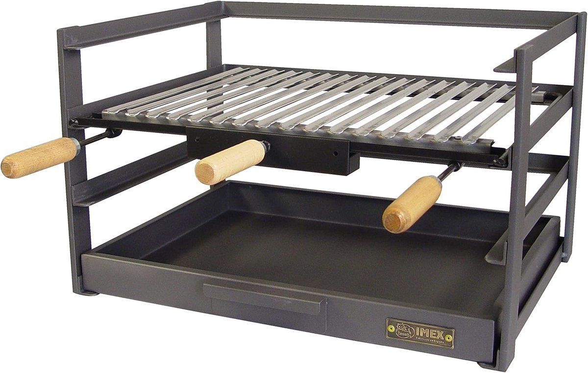SnelShoppen - Grillplaat met Grillrooster 46 x 41 x 35 cm, Zwart, Voor Kampvuur, Tuinfeest, Charcoal en Hout, Makkelijk te Monteren, Hoogwaardige Mate