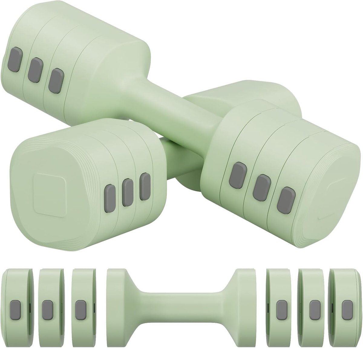 2-in-1 verstelbare halters, kettlebellset, korte halters, set van 2 voor vrouwen en mannen, 4 gewichtsniveaus met kettlebell-grip-adapter, halterset voor thuis, gym, cadeau