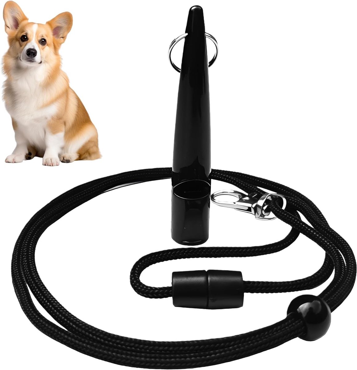 Hondenfluitje voor Terugroepen, Hondenfluitje met Omhangband, Professionele Trainingsfluitje, Gestandaardiseerde Frequentie, Opvoedingshulp voor Honden, Hoorbaar en Breed (Zwart)