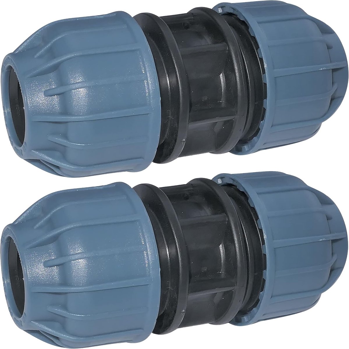 - C51159 - Set van 2 compressiereparatiemoffen/fittingen Ø20mm 10 staven voor waterleiding - tuin-/irrigatiebuisverbinder/reparateur - in polypropyleen