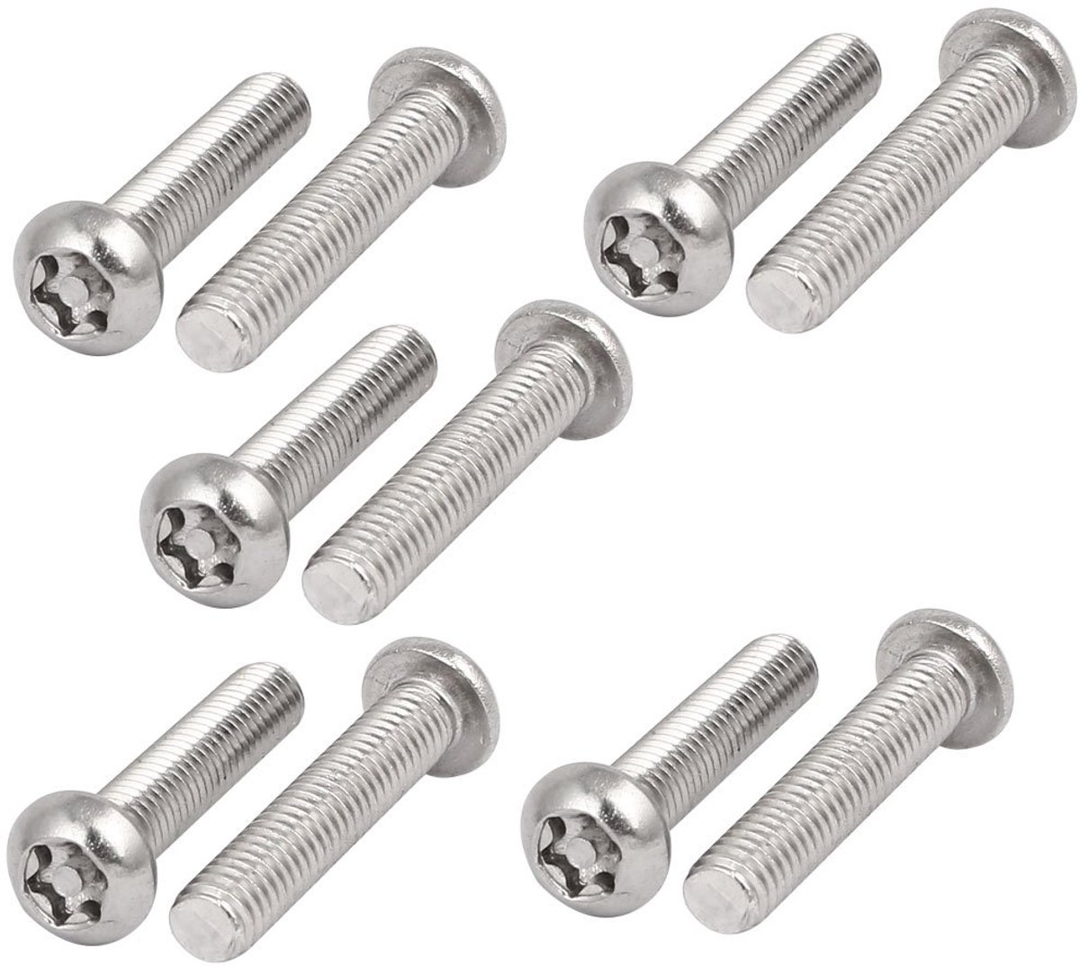 sourcingmap M6x30mm 304 RVS Knop Hoofd Torx Beveiliging Tamper Proof Schroeven 10 stks