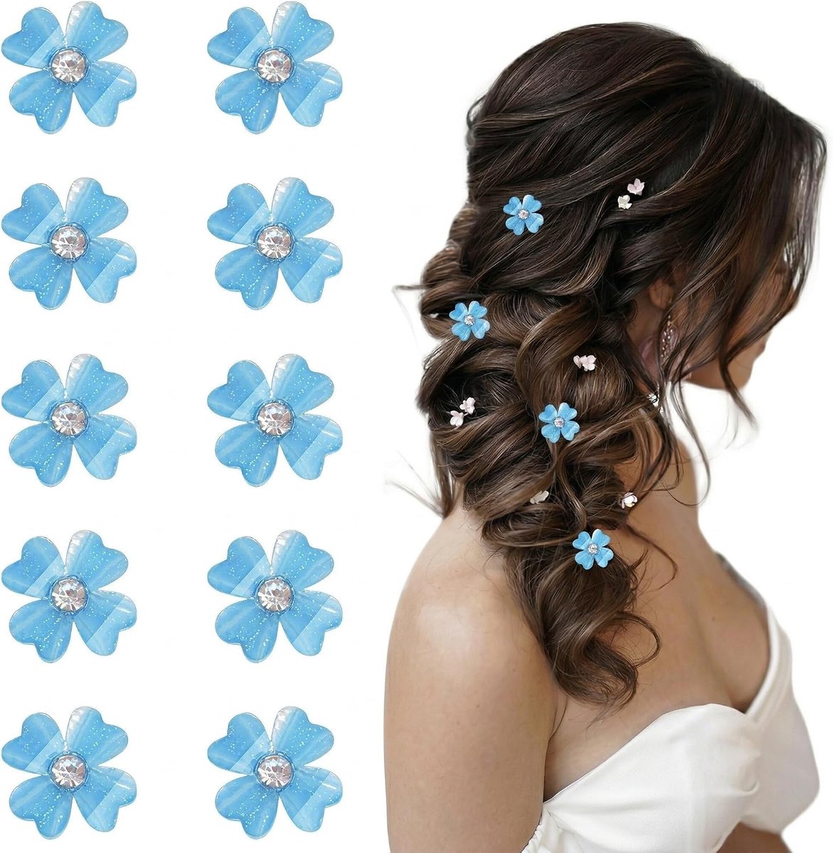 Haarspelden met strass, haaraccessoires communie meisjes, decoratieve haarspelden, bruiloft haarspelden, blauw