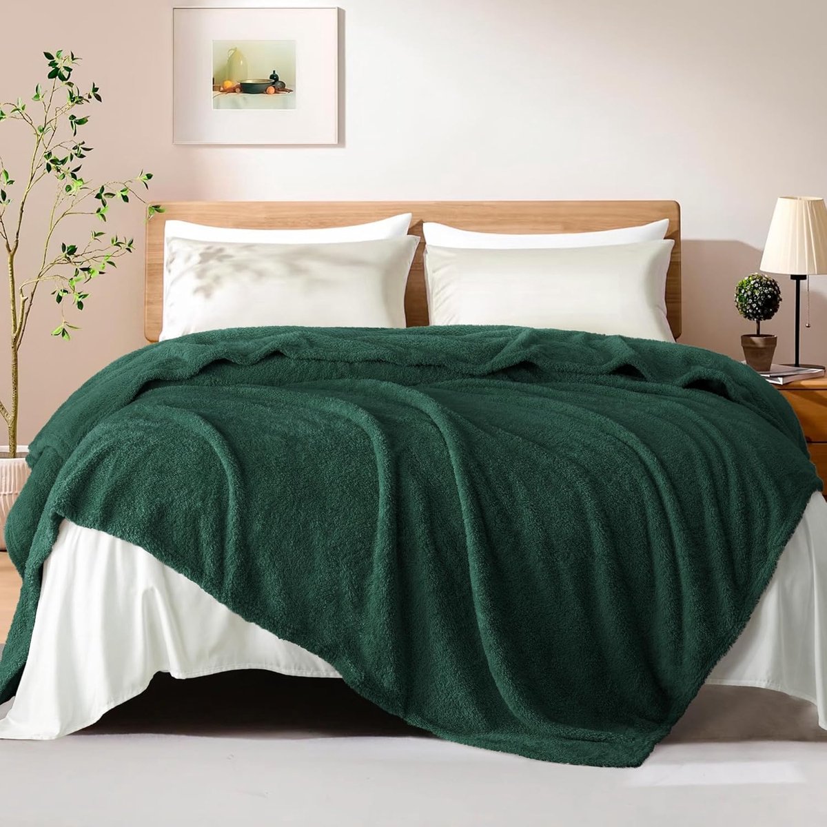 Mezcla Deken, Knuffeldeken Fleece Dekentje voor Bank, Superzachte en Warme Sofahoeslakens Woondeken, 220x240 cm, Donkergroen | Fleecedeken voor bank en bed, woondeken als bedsprei, zacht en licht voor de zomer, donkergroen